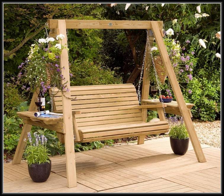 wooden garden swing with stand