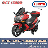 Motor Listrik Mainan Anak Yukita 550 RCX Gearbox Dobel Aki 12V7Ah Ban EVA Jok Kulit Battery-Operated Ride-On Motorcycle Beban Maks 30 kg