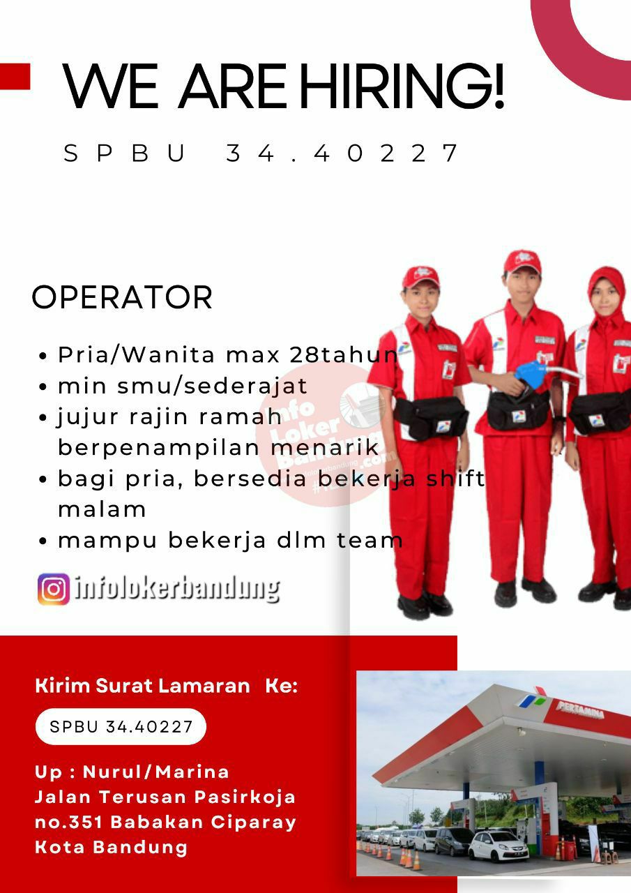 Lowongan Kerja Operator SPBU 34.40227 Bandung Maret 2024