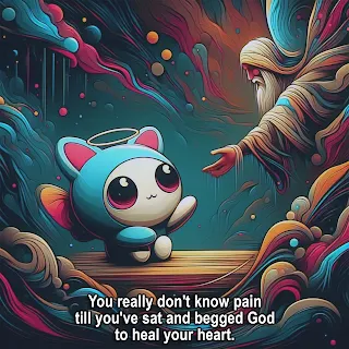 This image is a reminder that even in the midst of darkness and pain, there's always a possibility for connection, for comfort. 'You really don't know pain till you've sat and begged God to heal your heart.' If you've ever felt that desperate need for healing, your support means the world. Buy me a coffee and let's create a space of hope and understanding.