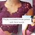 Purple crocheted blouse pattern with floral motifs