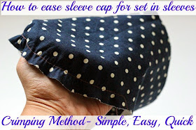 How to ease sleeve cap for set in sleeves 