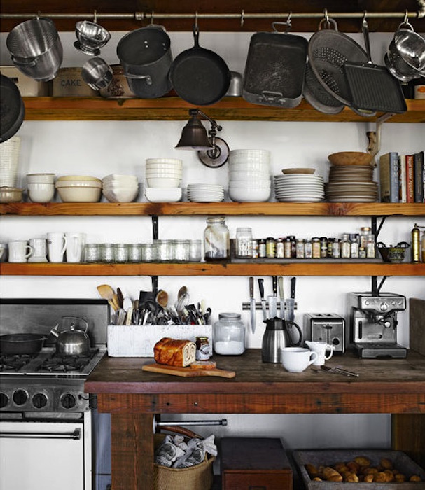 vintage kitchen wall decor ideas our vintage home love: Rustic Open Kitchen Shelving | 607 x 700