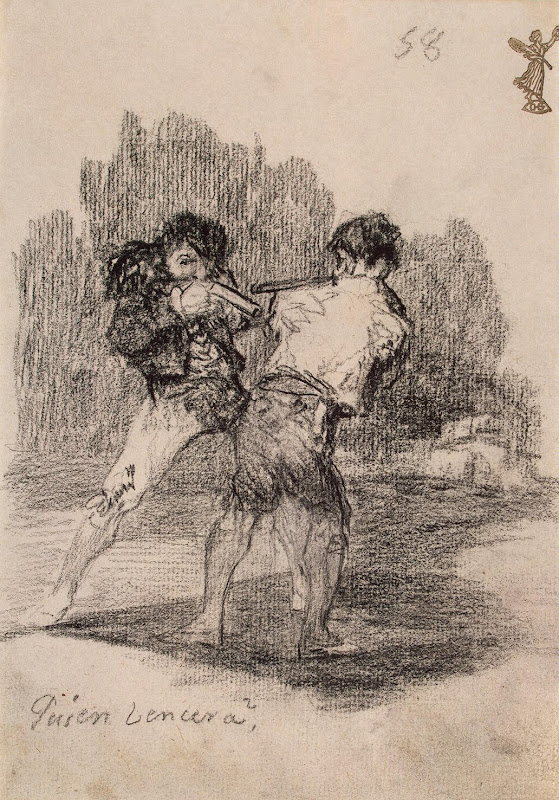 Who Will Win? by Francisco Goya - Genre Drawings from Hermitage Museum