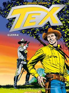 Le Grandi Storie di Tex 10 [Guerra] - 3 Marzo 2016 | CBR 215 dpi | Mensile | Fumetti | Universo Bonelli | Western
Numero volumi : 40
Le Grandi Storie di Tex è una collana di 40 eleganti e corposi volumi cartonati, a colori, sulle cui pagine rivivono gli episodi fondamentali, i capolavori indiscussi della serie. A fare da filo conduttore di ciascun libro troveremo i personaggi più importanti (a partire dallo stesso Tex, sul cui passato si concentra il tomo d'esordio della collana, dal titolo «Tex, la leggenda»), i comprimari, i nemici, gli eventi drammatici, i «filoni» avventurosi che hanno visto protagonista il nostro eroe, al fianco dei tre fedeli pards.
Insomma, questa collana concede l’opportunità di scoprire (o riscoprire) i momenti-chiave che hanno trasformato Tex in una leggenda!
Le Grandi Storie di Tex, settimanale, foliazione variabile (tra le 340 e le 390 pagine), cartonato e a colori, è completato da un nuovo apparato critico, firmato da Luca Raffaelli, che racconta la storia del fumetto del dopoguerra.