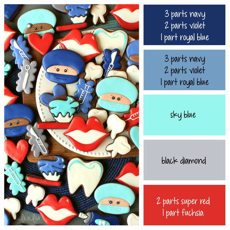 dentist and surgeon decorated chocolate sugar cookies