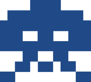 A pixelated, retro video game-style monster.