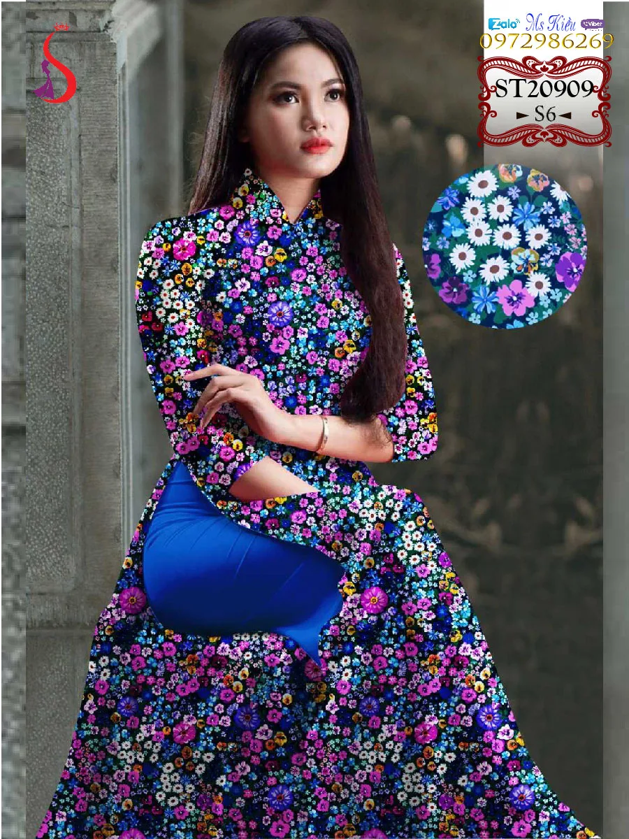 Bạn sẽ cực kì duyên dáng với design áo dài hoa nhí đẹp xinh ST902921