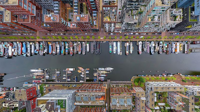 Westerdok, Amsterdam, The Netherlands Aerial view