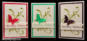 One Birthday Card Three Colour Ways using In Colors from Stampin' Up! UK - Get them here