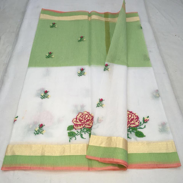 Cotton Kota Embroidery Saree 