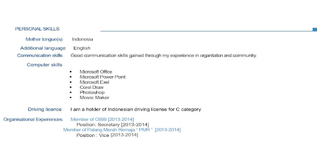 Contoh CV Daftar Riwayat Hidup Bahasa Inggris