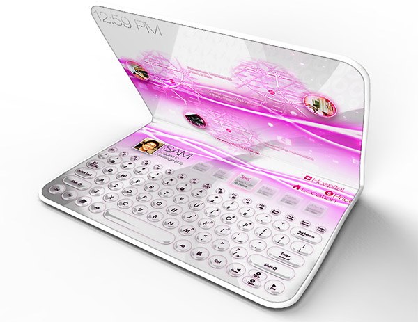 white and purple laptop