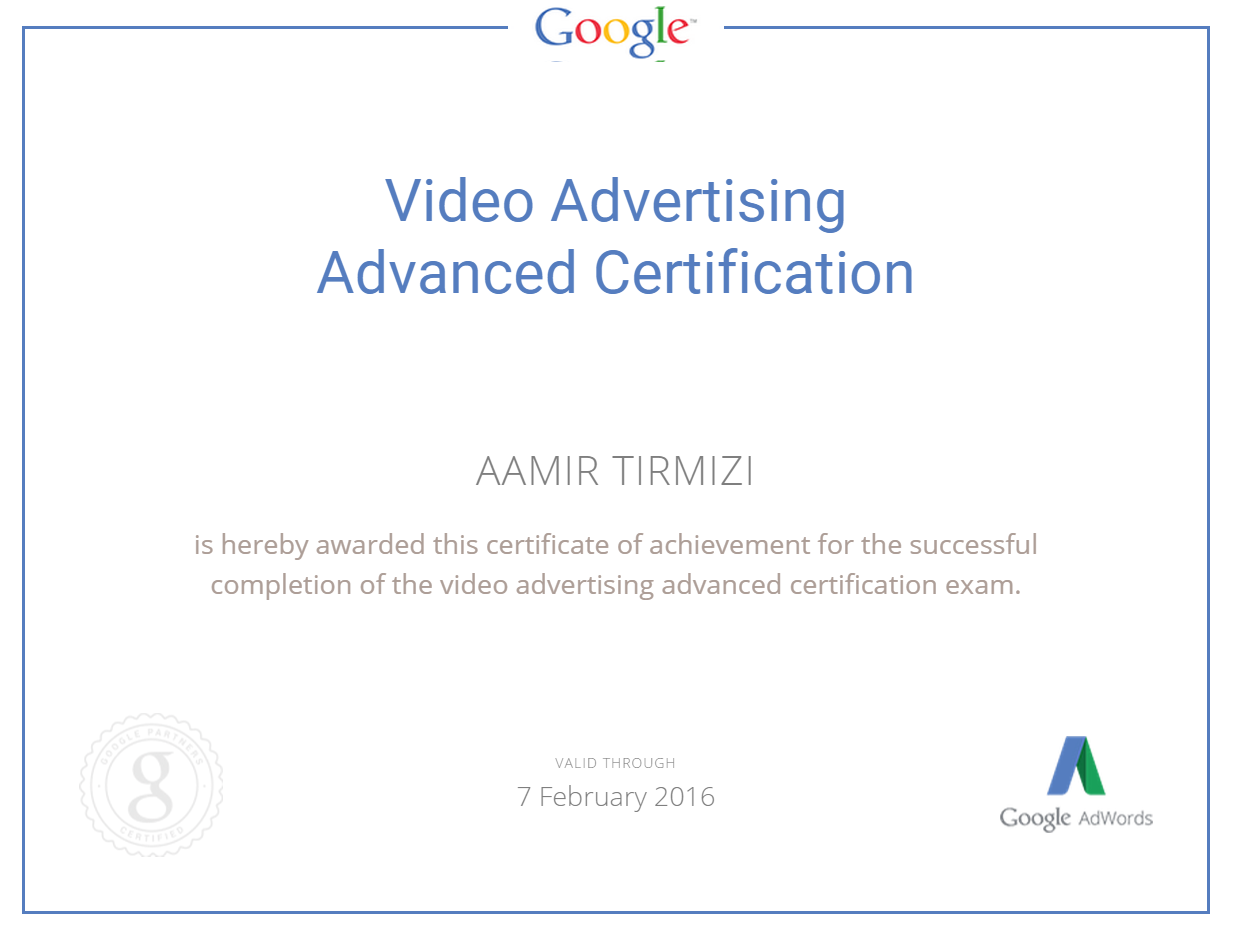 Advance video advertising Certification lahore pakistan