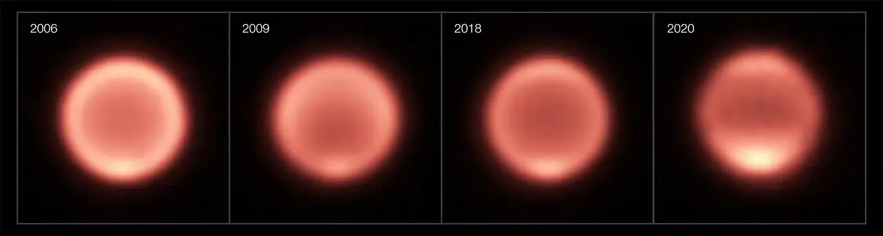 Imágenes térmicas de como neptuno se enfría