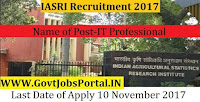 Indian Agricultural Statistics Research Institute Recruitment 2017– 16 IT Professional