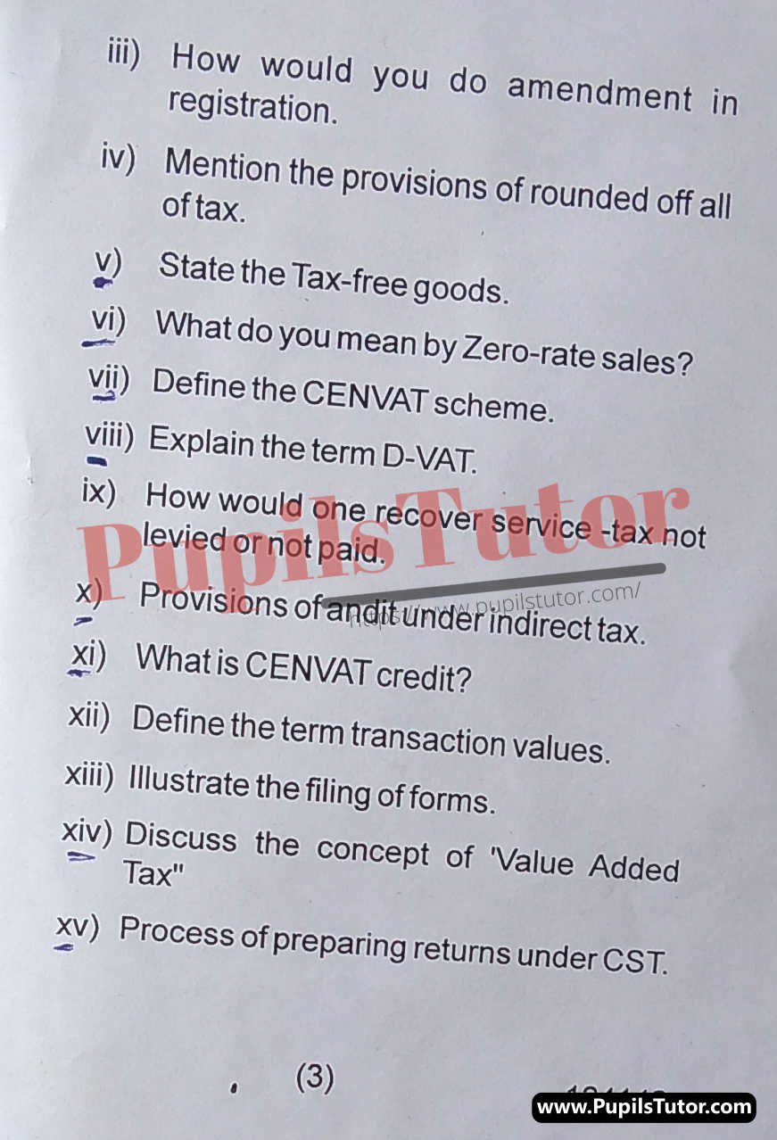 Free Download PDF Of Haryana State Board of Technical Education (HSBTE) FAA (Finance Accounts And Auditing) Fourth Semester Latest Question Paper For Indirect Tax Laws Subject (Page 3) - https://www.pupilstutor.com