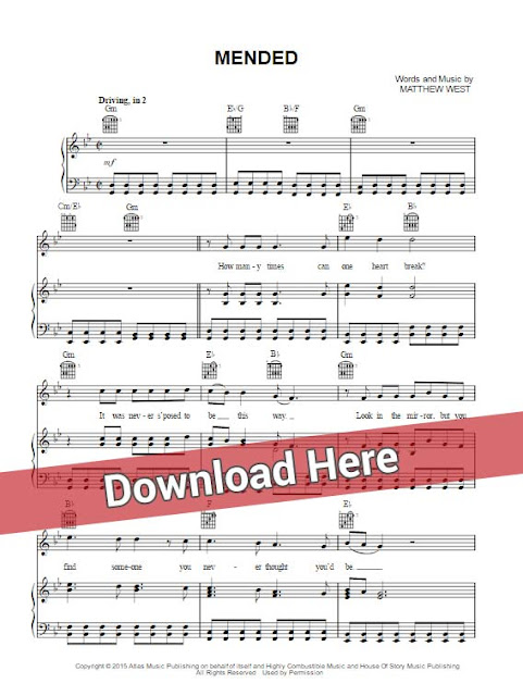 matthew west, mended, sheet music, piano notes, chords, download, klavier noten, keyboard, guitar, tabs, composition, transpose, tempo