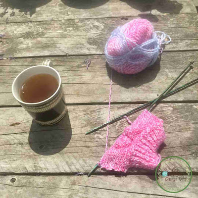 Picture of knitting with tea