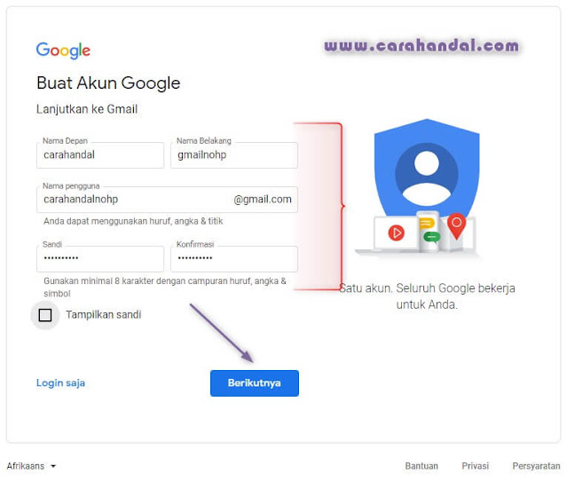 Cara Buat Akun Gmail Tanpa Verifikasi no HP