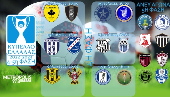 Κύπελλο Ελλάδας 22-23: Τα παχνίδια της 4ης φάσης - Οι ομάδες που περιμένουν στην 5η φάση