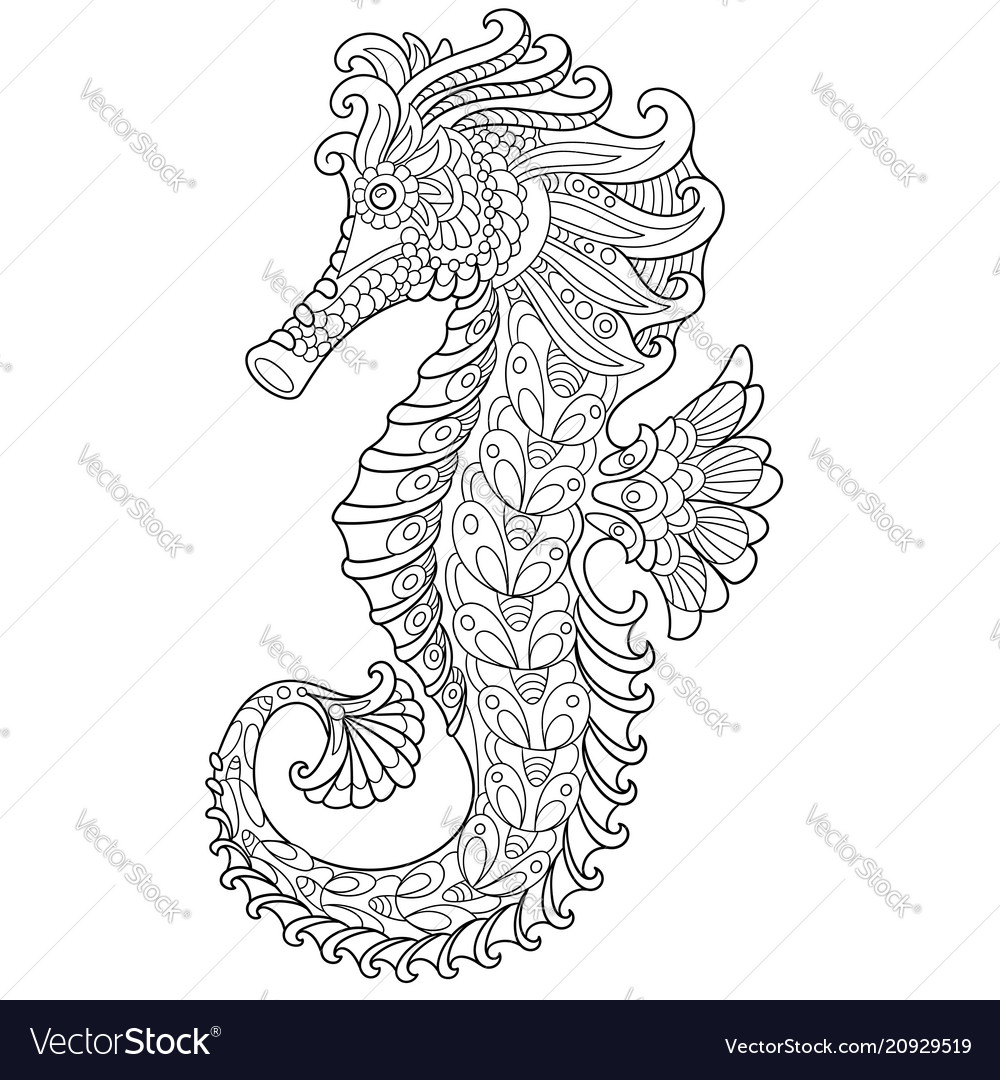 Seahorse Coloring Page Royalty Free