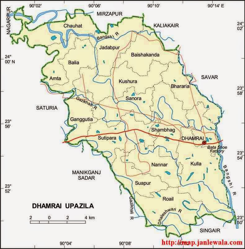 dhamrai upazila map of bangladesh