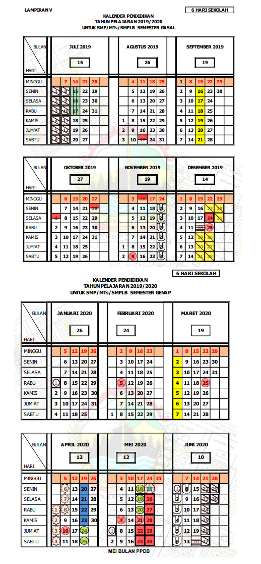 Kalender Pendidikan Tahun Pelajaran 2019/2020 Jawa Tengah