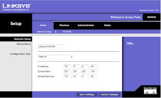 duniajaringanindo - Konfiggurasi Linksys WAP54G