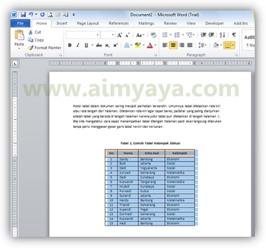 Posisi tabel dalam dokumen yang kita buat memakai microsoft word sering menjadi perhat Cara Membuat Tabel di Tengah Halaman di Ms Word