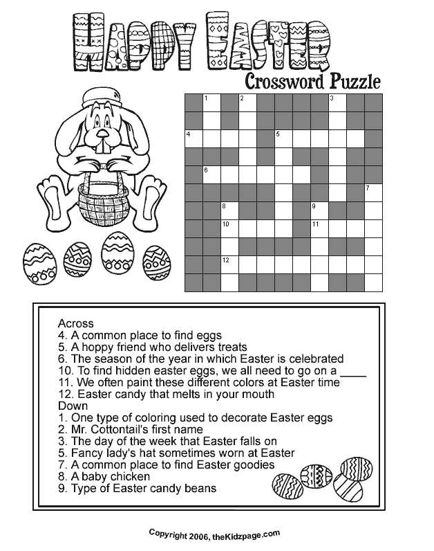 6 Easter Crossword Easy For Kids