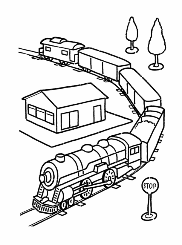 Download Transportation Train Printable Coloring Sheet