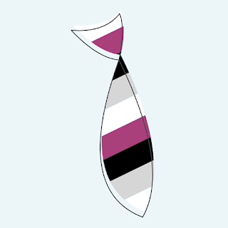 [Image description: a necktie with the asexual flag colors. End of image description]