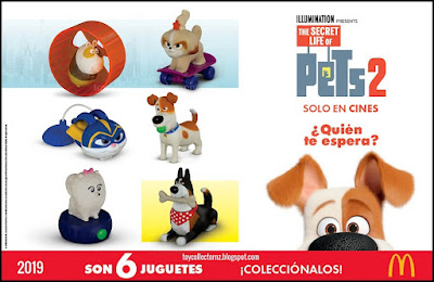 McDonalds Secret Life of Pets 2 Toys 2019 Puerto Rico happy meal toy promotion - cajita feliz (a vida secreta de tus mascotas 2) includes Gidget, Max, Daisy, Rooster, Norman and Snowball