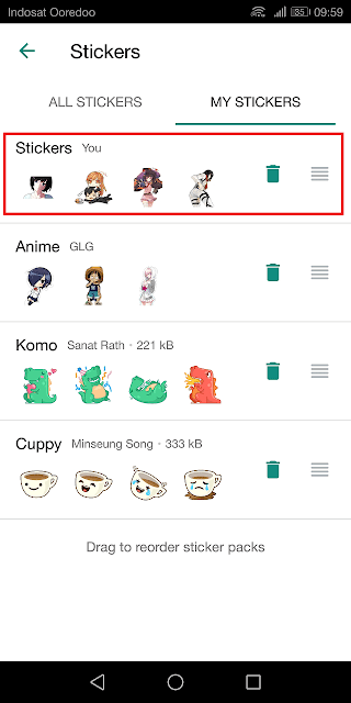 stiker sudah muncul di whatsapp dan siap dipakai