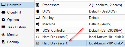 Proxmox vm hardware disks