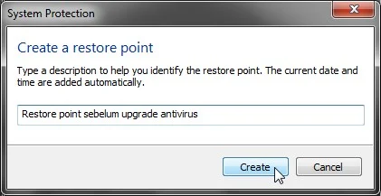 System Restore Point di Windows 7