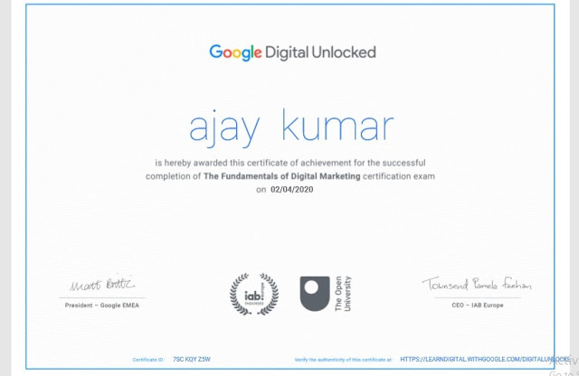 digital marketing certificate from google 