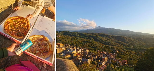 Pizzat auringonlaskun aikaan Castiglione di Sicilia