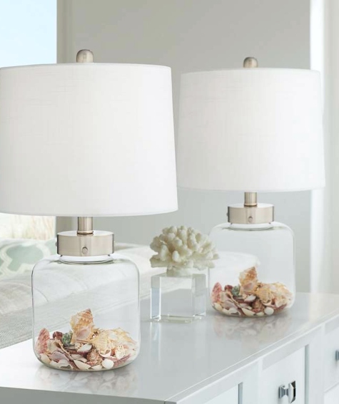 Glass Table Lamps Filled with Shells