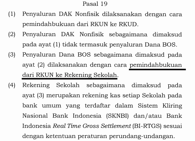 Pencairan Dana BOS Tahun 2020 Langsung ke Rekening Sekolah Berdasarkan