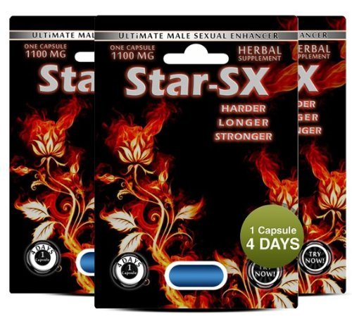Star-sx Male Enhancement and Sexual Perform Enhancement 1100mg 3 Pack 1 Capsule for 4 Days