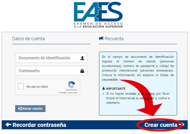 Crear Cuenta EAES 2020 Senescyt Ecuador - Inscripciones examenadmision.senescyt.gob.ec