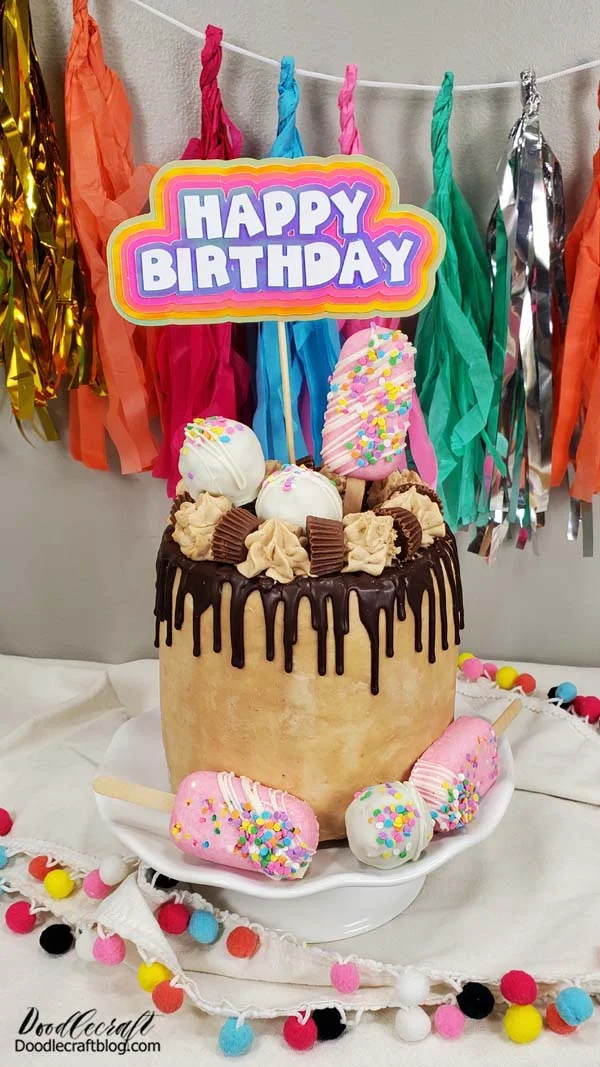 I love how simple this cake topper is and how fun it is to personalize and customize a special birthday party.   My mom was a great party planner and made sure we had fun birthdays growing up.   I remember a few really fun parties.   Now I just look forward to a yummy chocolate cake and some colorful decorations!