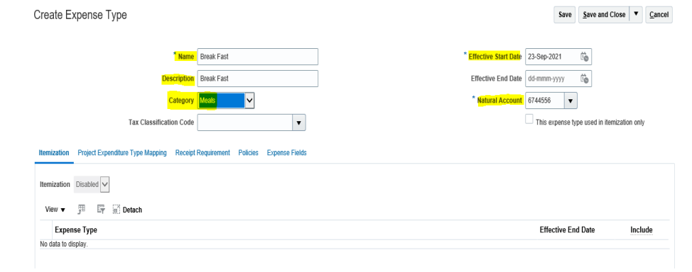 Create Expense Report Templates for Expenses in Oracle Fusion