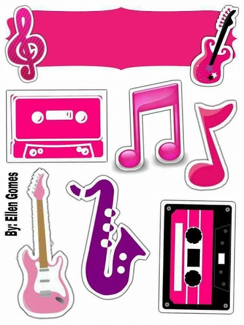 Retro or 80´s Party Free Printable Cake Toppers.