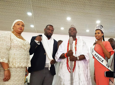 Beauty Queen, Miss Africa Great Britain Visits Ooni [ See Photos]