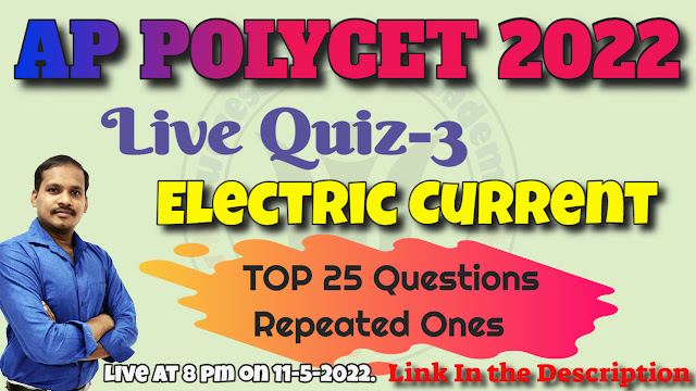 AP POLYCET 2022 Live Quiz-3 |  | Polycet Physics | Electric Current