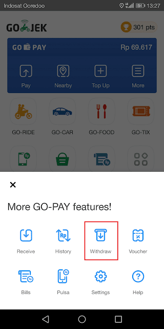 pilih withdraw untuk mencairkan uang