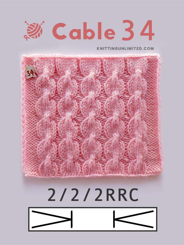 Cable 34, Multiple of 16 sts plus 10